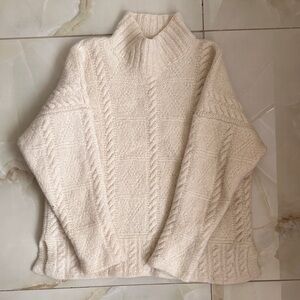 Elegant Cream Turtleneck Wool Sweater